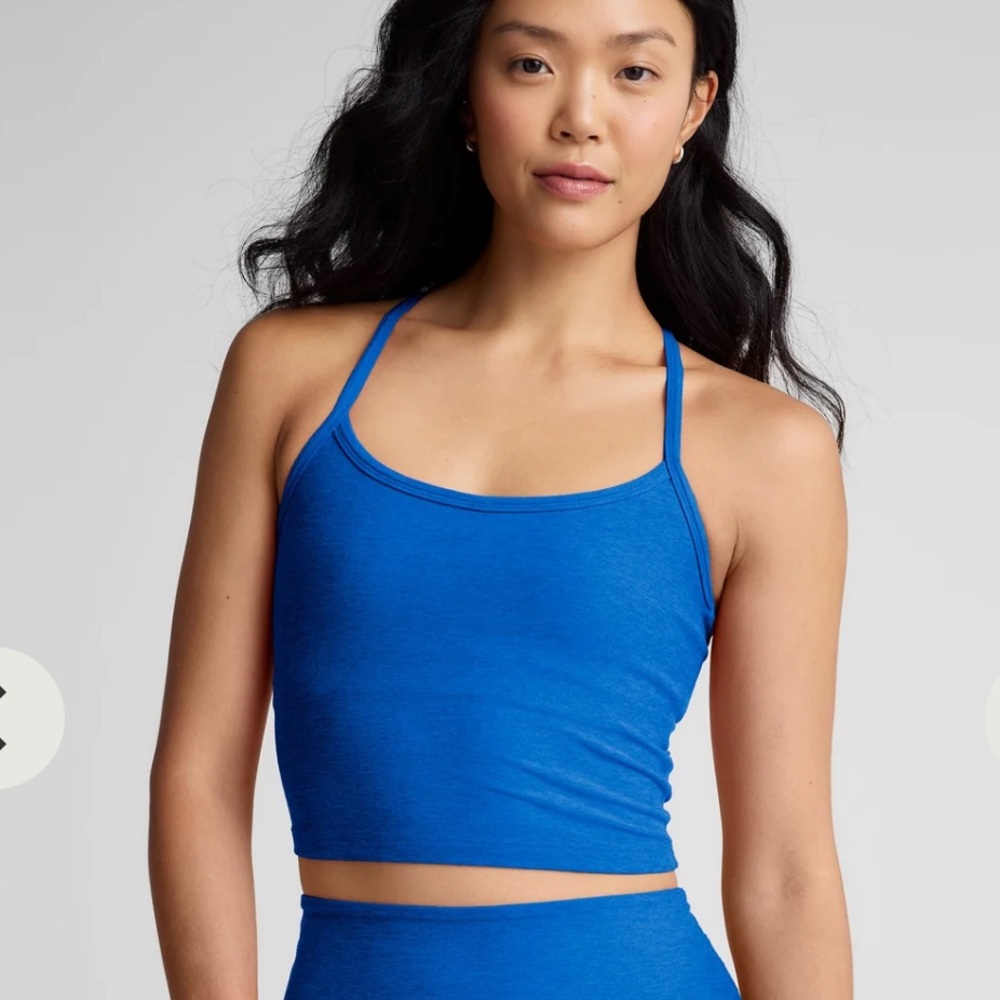 Beyond Yoga Spacedye Slim Racerback Cropped Tank in court blue